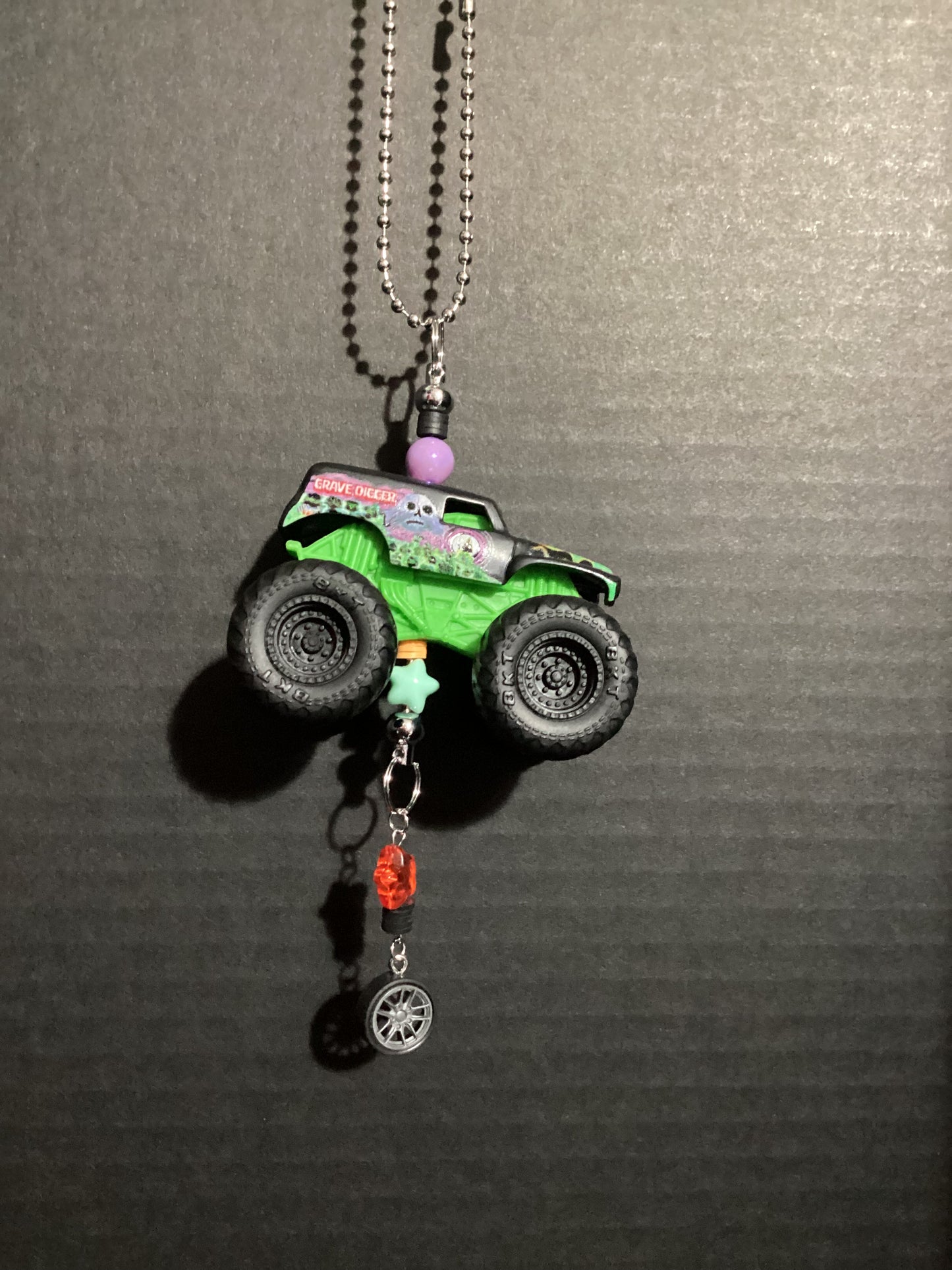 Monster truck rear view mirror charm