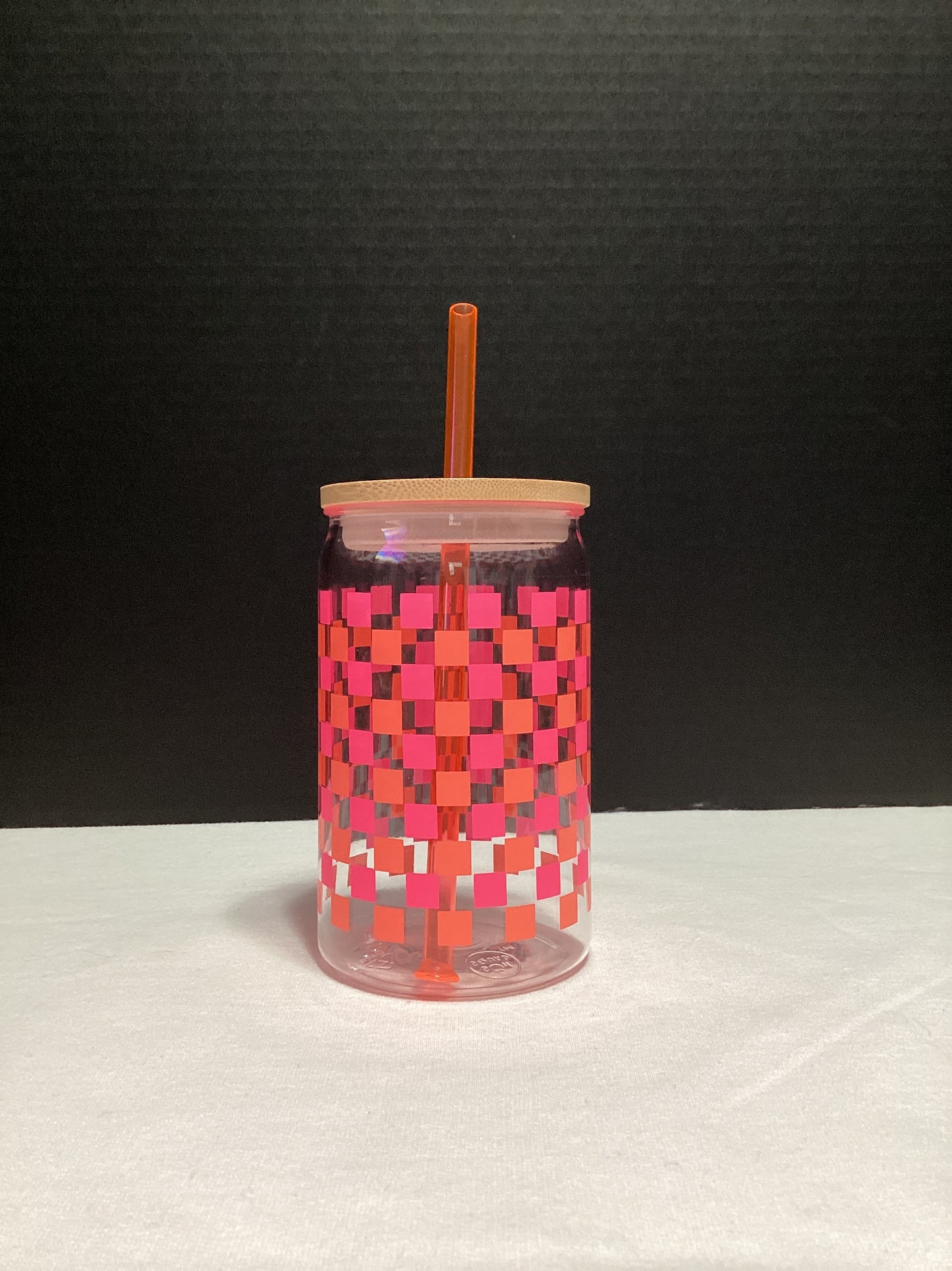 Checkered plastic cup