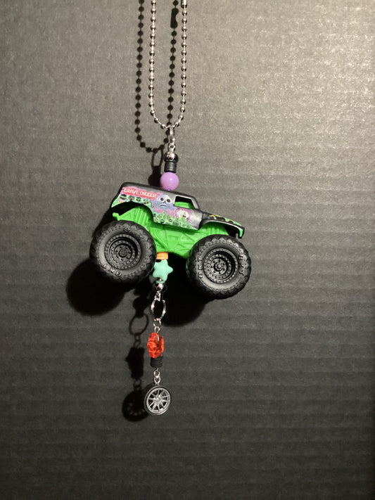 Monster truck rear view mirror charm